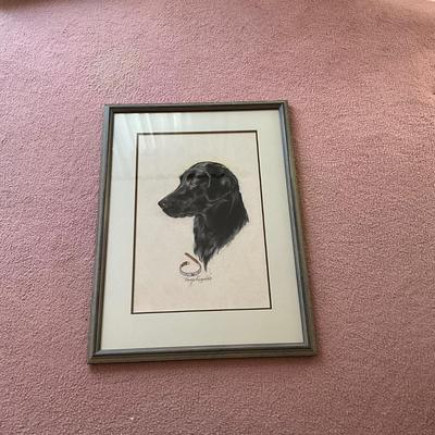 M1268 Framed Black Lab Pastel Art by Marge Leypoldt