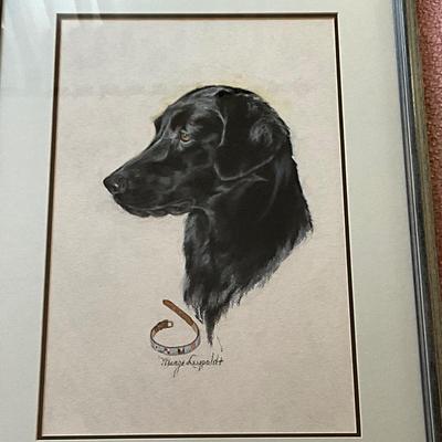 M1268 Framed Black Lab Pastel Art by Marge Leypoldt