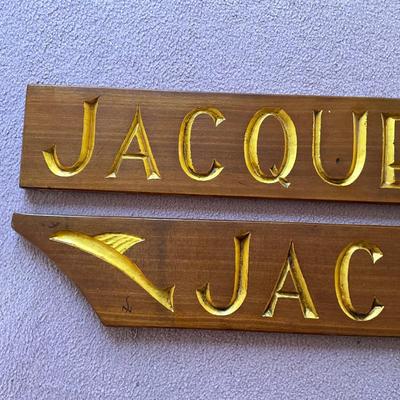 M1270 Handmade Teak / Goldleaf "Jacquline" Boat Signs