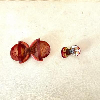 M1274 Pair of Antique Bakelite Rhinestone Belt Buckles