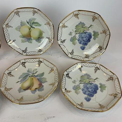 D1286 Set of 6 Bavaria Germany Fruit Reticulated Plates