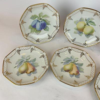 D1286 Set of 6 Bavaria Germany Fruit Reticulated Plates
