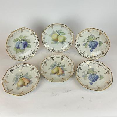 D1286 Set of 6 Bavaria Germany Fruit Reticulated Plates