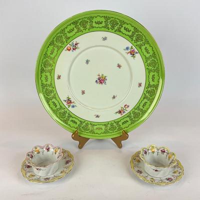 D1288 Bavaria China Floral Handpainted Bowls with Saucers and one large Platter