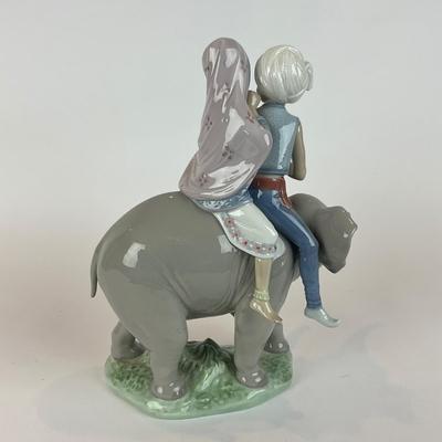 D1297 Lladro Porcelain "Hindu Children Riding Elephant" Figurine