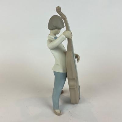 L1302 Lladro Boy with Double Bass Guitar Figurine