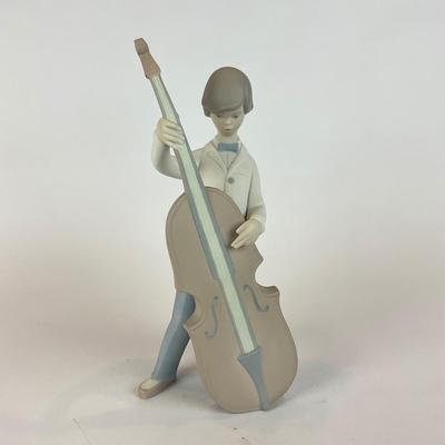 L1302 Lladro Boy with Double Bass Guitar Figurine