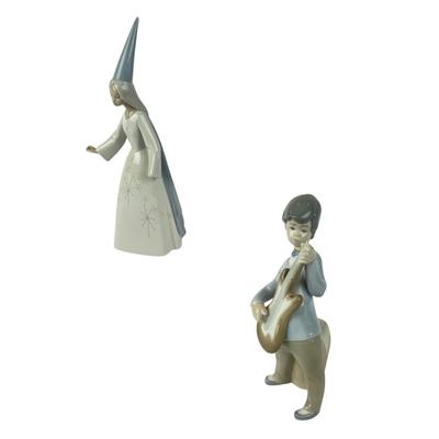 L1306 Lladro "Fairy" & "Boy Playing Guitar" ,Flying Duck, Boy withDrum Figurines AS-IS