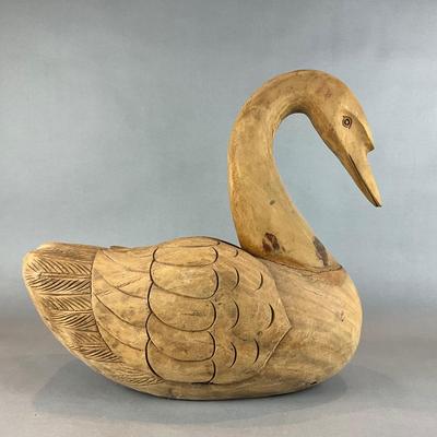 L1324 Large Vintage Handcarved Duck / Swan