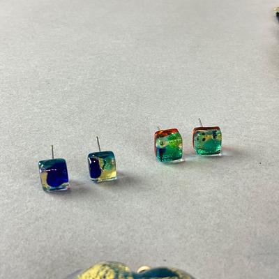H1326 Lot of Dichroic Glass Pendant, Necklaces and Beaded Jewelry