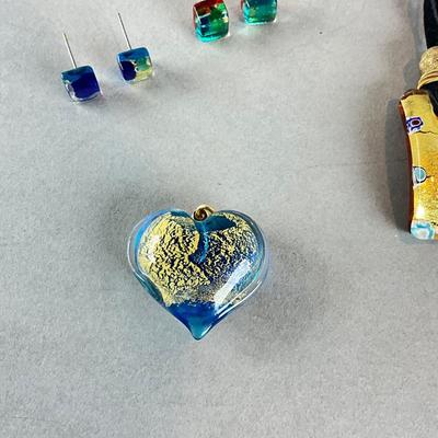 H1326 Lot of Dichroic Glass Pendant, Necklaces and Beaded Jewelry