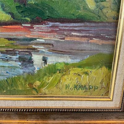 K1330 Original Landscape Oil Painting by H. Knapp
