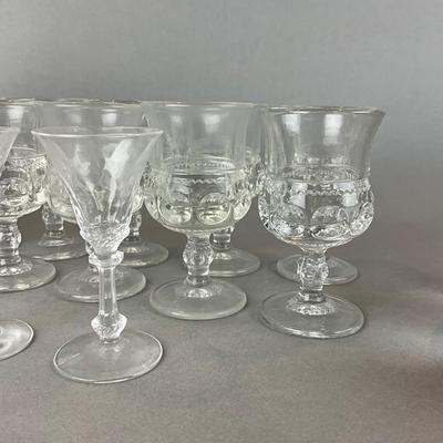 L1334 Lot of Two Orrefors Decanters & Bowl with Vintage Glass Cordials