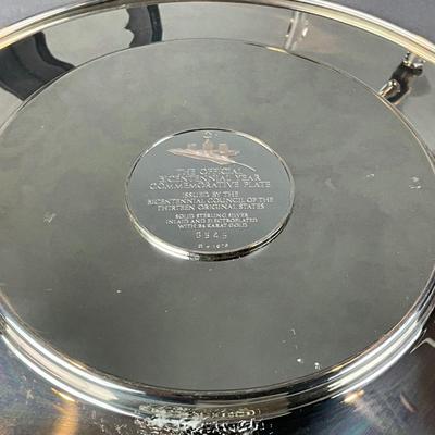 L1335 Vintage John Hancock Sterling Silver / Gold Commemorative Plate with Cordials