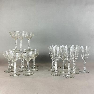 L1341 Set of 20 ROCK SHARPE "Halifax" Crystal Etched Goblets