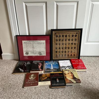 O1352 Presidential James Madison Land Grant Prints and Book Lot