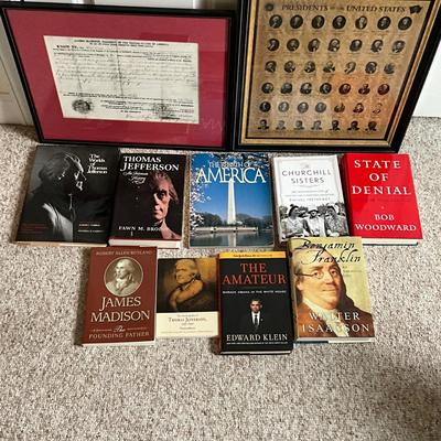 O1352 Presidential James Madison Land Grant Prints and Book Lot