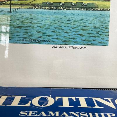 O1354 Signed and Numbered D.L. Christianson Lithograph with Sailing Books