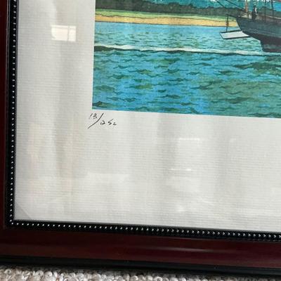 O1354 Signed and Numbered D.L. Christianson Lithograph with Sailing Books