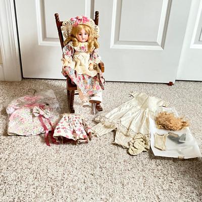 O1355 Antique Simon & Halbig Porcelain , Composition, Wood Doll