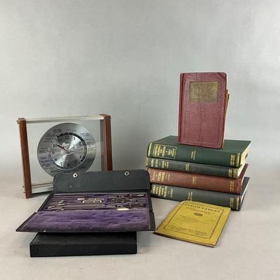 O1359 Vintage Drafting Tool Kit with Vintage Engineer Books