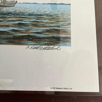 O1363 Signed and Numbered Watercolor Print by Keith Whitclock & Boat Captain "Caleb Jones"