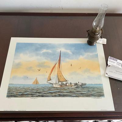 O1363 Signed and Numbered Watercolor Print by Keith Whitclock & Boat Captain "Caleb Jones"
