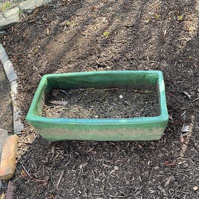 U1367 Rectangular Glazed Green Terra Cotta Flower Pot