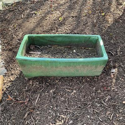 U1367 Rectangular Glazed Green Terra Cotta Flower Pot