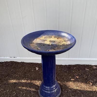 U1371 Blue Glazed Terra Cotta Bird Bath