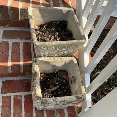U1373 Pair of Cement Square Flower Pots