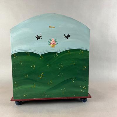 K1379 Primitive Folk Art Style Hand painted Desk Organizer