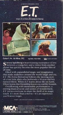 E.T. The Extra-Terrestrial * VHS movie, Hi-Fi Dolby Surround Stereo, 115 minutes