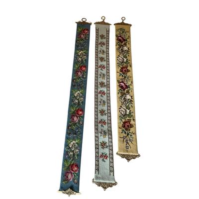 D1392 Set of Three Antique Needlepoint Bell Pulls