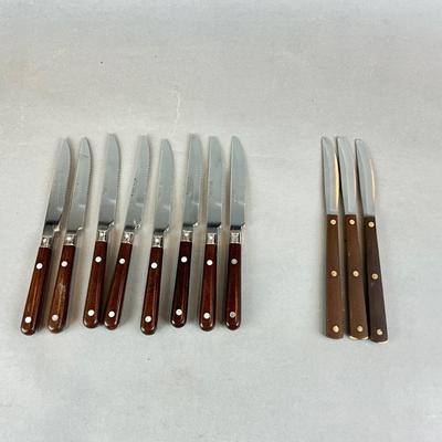 K1399 Set of 8 Mardi Gras Knives and 3 Cutco Knives