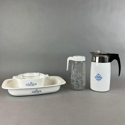 K1414 Lot of Vintage Corningware and Tang Pitcher