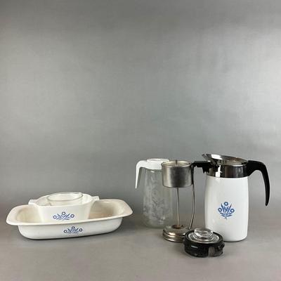 K1414 Lot of Vintage Corningware and Tang Pitcher