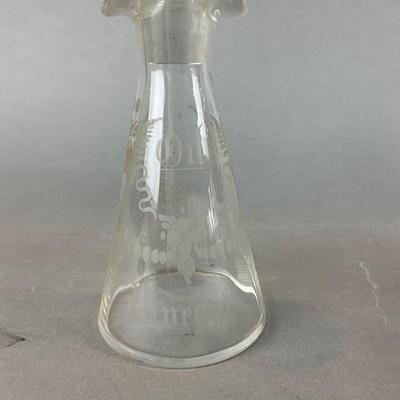 D1418 Antique Crystal Cruet with Divided Glass Etched Sterling Silver Handle Serving Pieces
