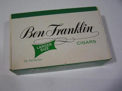 Vintage Ben Franklin Perfectos cigar box from 50s/60s.- Over all not bad