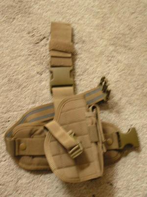 Leg or belt holster w/mag pouch, for full size pistol.