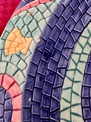 Vinatge Clay Art Mosaic Fish - Plkatter and Bowl