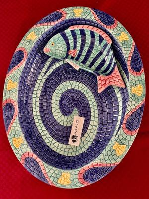 Vinatge Clay Art Mosaic Fish - Plkatter and Bowl
