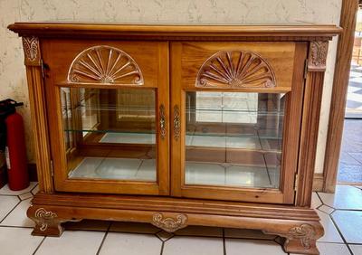 Vintage Pulaski Furniture Pine Credenza - Lights up