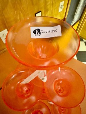 Vintage Plastic Orange Magrgarita Glasses - Set of 11