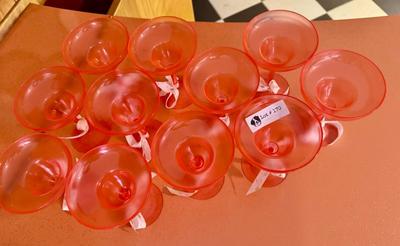 Vintage Plastic Orange Magrgarita Glasses - Set of 11