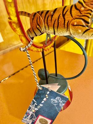Authentic Models Vintage Style Balance Toy Tiger Jumping through a Flaming Hoop