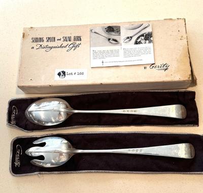 Gerity Georgian Serving Spoonand Salad Fork - pleated silver