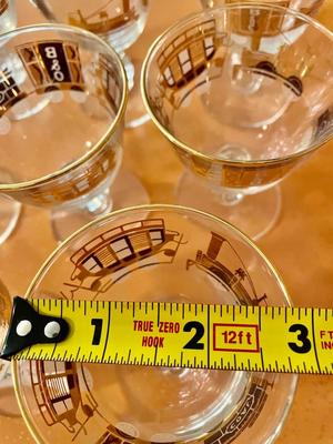 Vintage Set of 8 B&O Coal Gold Rim Glasses