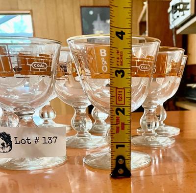 Vintage Set of 8 B&O Coal Gold Rim Glasses