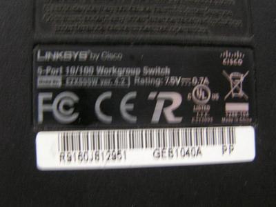 LINKSYS CISCO EtherFast 10/100 Work Group Switch mod# EZSX55W VER4.2